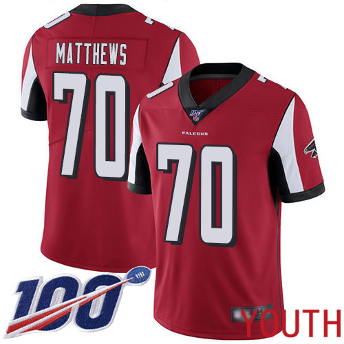 Atlanta Falcons Limited Red Youth Jake Matthews Home Jersey NFL Football 70 100th Season Vapor Untouchable